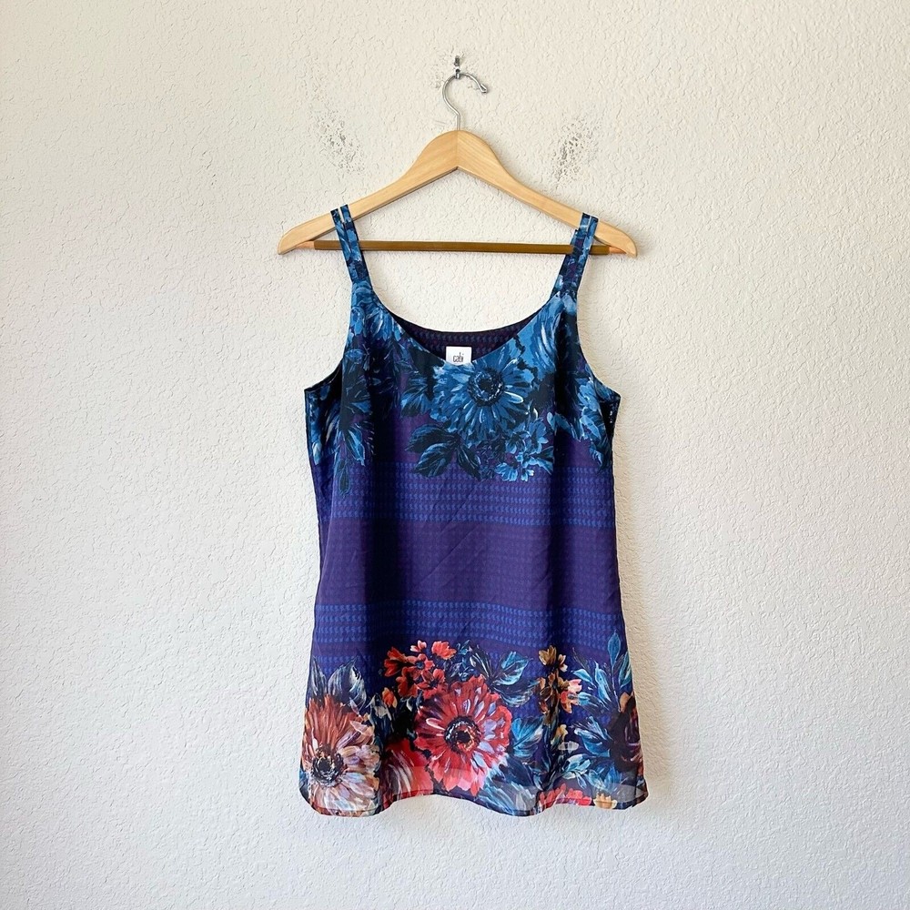 CAbi #3434 Lined Artist Cami Tank Top in Floral Blue Wine